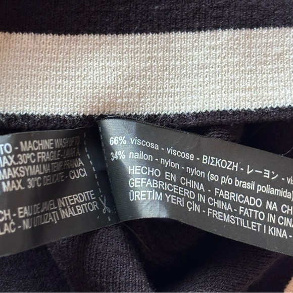 Zara Black Cardigan with Cream Contrast Trim Pearl Button M - Picture 6 of 6